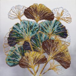 Set broderie cu margele cusute, Creanga de smarald, 20x20 cm