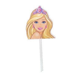 Topper decor tort lemn Barbie 9 x 7 cm
