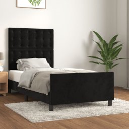 Cadru de pat cu tablie, negru, 90x190 cm, catifea GartenMobel Dekor
