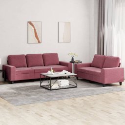 Set de canapea, 2 piese, rosu vin, material textil GartenMobel Dekor
