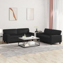 Set de canapele, 2 piese, negru, piele ecologica GartenMobel Dekor