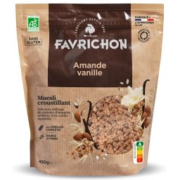 Musli BIO crocant cu migdale si vanilie Favrichon
