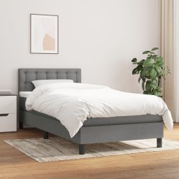 Pat box spring cu saltea, gri închis, 90x190 cm, textil GartenMobel Dekor