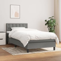 Pat box spring cu saltea, gri închis, 90x200 cm, textil GartenMobel Dekor