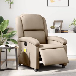 Fotoliu electric masaj rabatabil, cappuccino, piele ecologica GartenMobel Dekor
