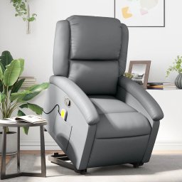 Fotoliu rabatabil cu ridicare, gri, piele ecologica GartenMobel Dekor