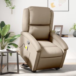 Fotoliu de masaj rabatabil vertical cappuccino piele ecologica GartenMobel Dekor