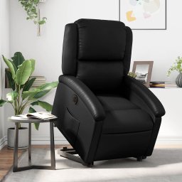 Fotoliu rabatabil electric cu ridicare, negru, piele ecologica GartenMobel Dekor