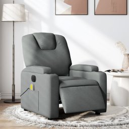 Fotoliu electric de masaj rabatabil, gri închis, textil GartenMobel Dekor