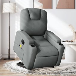 Fotoliu electric masaj rabatabil cu ridicare, gri închis textil GartenMobel Dekor