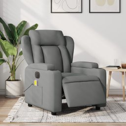 Fotoliu electric de masaj rabatabil, gri închis, textil GartenMobel Dekor