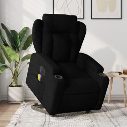 Fotoliu electric de masaj rabatabil cu ridicare, negru, textil GartenMobel Dekor