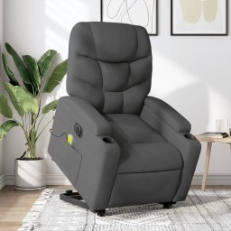 Fotoliu electric masaj rabatabil cu ridicare, gri închis textil GartenMobel Dekor