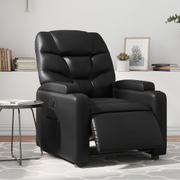 Fotoliu rabatabil electric, negru, piele ecologica GartenMobel Dekor