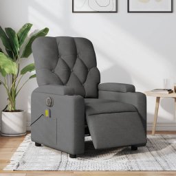 Fotoliu electric de masaj rabatabil, gri închis, textil GartenMobel Dekor