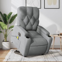 Fotoliu electric masaj rabatabil cu ridicare, gri închis textil GartenMobel Dekor