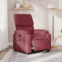 Fotoliu electric de masaj rabatabil, rosu vin, textil GartenMobel Dekor
