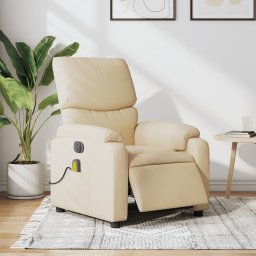 Fotoliu electric de masaj rabatabil, crem, textil GartenMobel Dekor