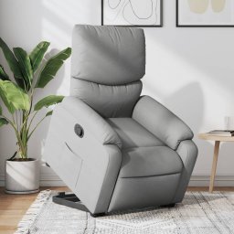 Fotoliu rabatabil cu ridicare, gri deschis, material textil GartenMobel Dekor