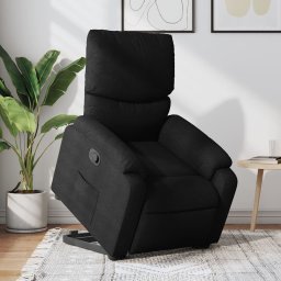 Fotoliu rabatabil cu ridicare pe verticala, negru, textil GartenMobel Dekor