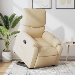 Fotoliu rabatabil cu ridicare pe verticala, crem, textil GartenMobel Dekor