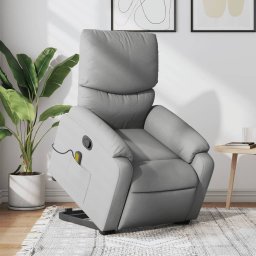 Fotoliu de masaj rabatabil cu ridicare, gri deschis, textil GartenMobel Dekor