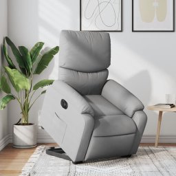 Fotoliu electric rabatabil cu ridicare, gri deschis, textil GartenMobel Dekor