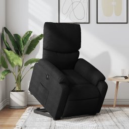 Fotoliu electric rabatabil cu ridicare, negru, textil GartenMobel Dekor