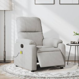 Fotoliu de masaj rabatabil electric, gri deschis, microfibra GartenMobel Dekor