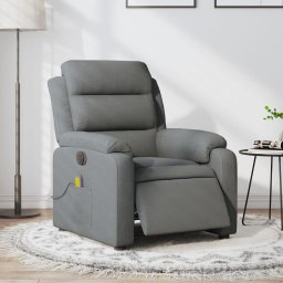 Fotoliu electric de masaj rabatabil, gri închis, textil GartenMobel Dekor