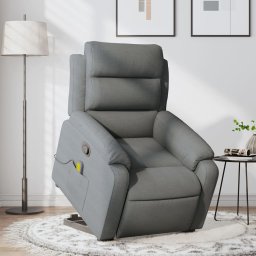 Fotoliu de masaj rabatabil cu ridicare, gri închis, textil GartenMobel Dekor