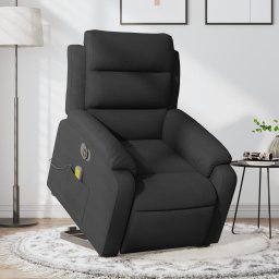 Fotoliu electric de masaj rabatabil cu ridicare, negru, textil GartenMobel Dekor