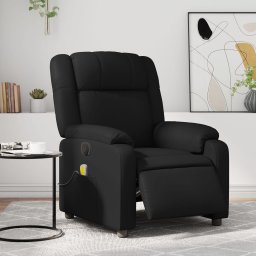 Fotoliu electric de masaj rabatabil, negru, piele ecologica GartenMobel Dekor