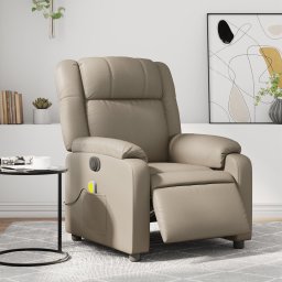 Fotoliu electric masaj rabatabil, cappuccino, piele ecologica GartenMobel Dekor