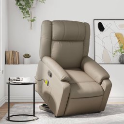 Fotoliu de masaj rabatabil vertical cappuccino piele ecologica GartenMobel Dekor