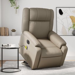 Fotoliu electric masaj rabatabil cu ridicare, cappuccino GartenMobel Dekor