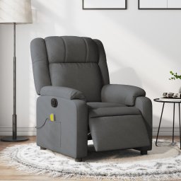 Fotoliu electric de masaj rabatabil, gri închis, textil GartenMobel Dekor