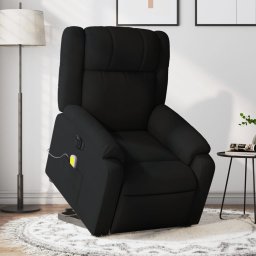 Fotoliu electric de masaj rabatabil cu ridicare, negru, textil GartenMobel Dekor