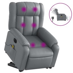 Fotoliu masaj rabatabil electric cu ridicare, gri, piele eco GartenMobel Dekor