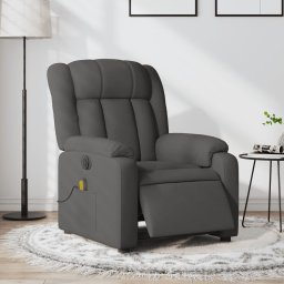 Fotoliu electric de masaj rabatabil, gri închis, textil GartenMobel Dekor