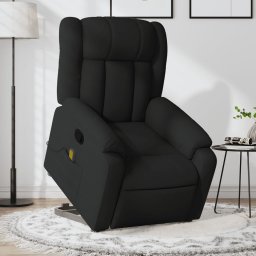 Fotoliu rabatabil de masaj, cu ridicare, negru, material textil GartenMobel Dekor