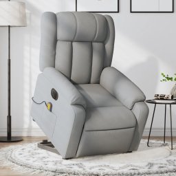 Fotoliu electric masaj rabatabil cu ridicare, gri închis textil GartenMobel Dekor