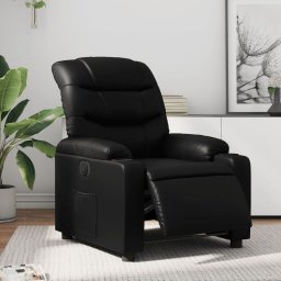 Fotoliu rabatabil electric, negru, piele ecologica GartenMobel Dekor
