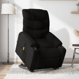 Fotoliu electric de masaj rabatabil cu ridicare, negru, textil GartenMobel Dekor