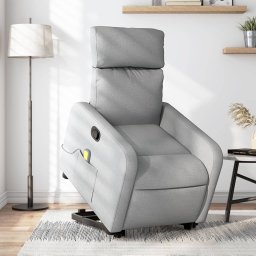 Fotoliu de masaj rabatabil cu ridicare, gri deschis, textil GartenMobel Dekor