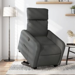 Fotoliu electric rabatabil cu ridicare, gri închis, textil GartenMobel Dekor