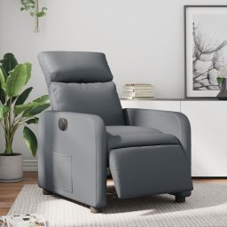 Fotoliu rabatabil electric, gri, piele ecologica GartenMobel Dekor