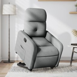 Fotoliu rabatabil cu ridicare, gri deschis, material textil GartenMobel Dekor