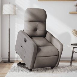 Fotoliu rabatabil cu ridicare pe verticala, gri taupe, textil GartenMobel Dekor