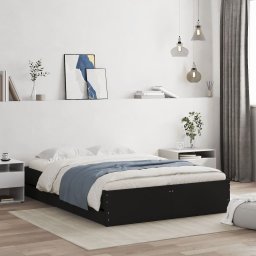 Cadru de pat cu sertare, negru, 120x200 cm, lemn prelucrat GartenMobel Dekor